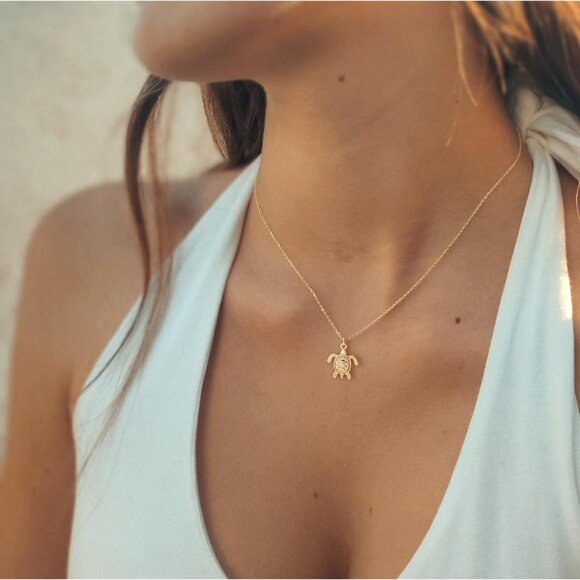 ⚡Golden Necklace Dragon Dragonfly Turtle Snake Pendant Simple Cute Trendy Plated - Picture 4 of 6